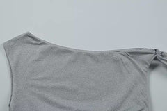 Light Grey Deconstructed Off-Shoulders Top