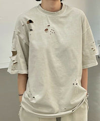 Light Grey Ragged Style T-Shirt