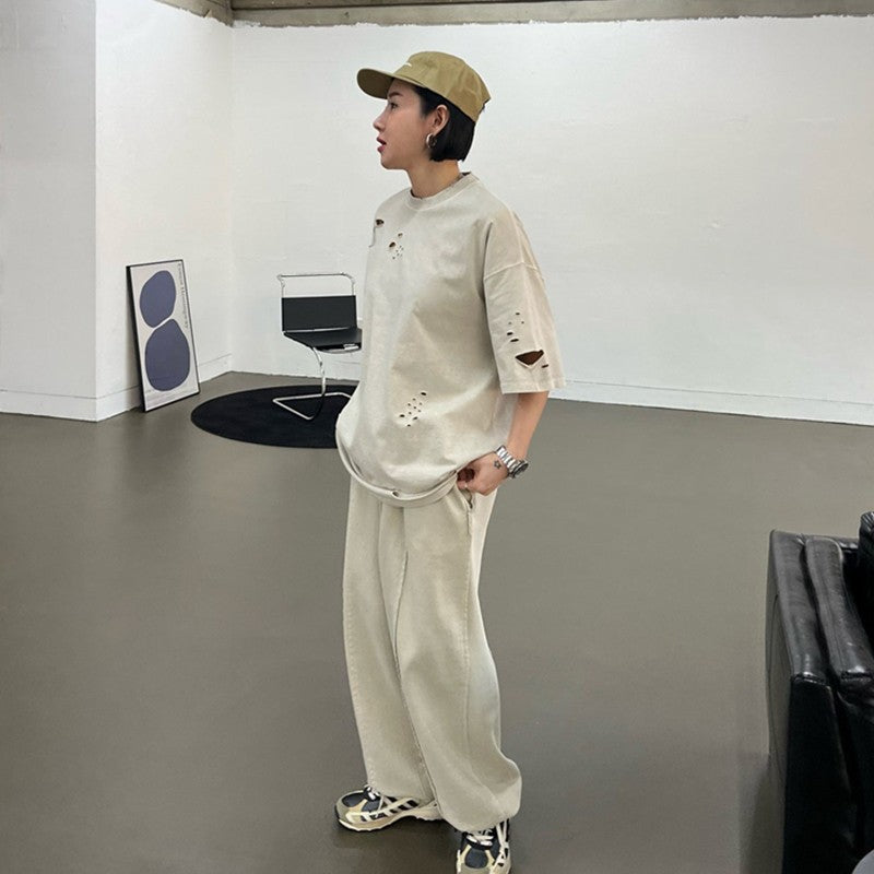 Light Grey Ragged Style T-Shirt