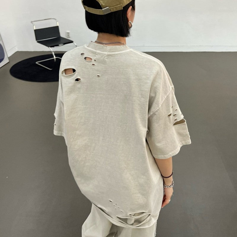 Light Grey Ragged Style T-Shirt