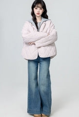 Light Pink Quilted Hooded Puffer Jacket