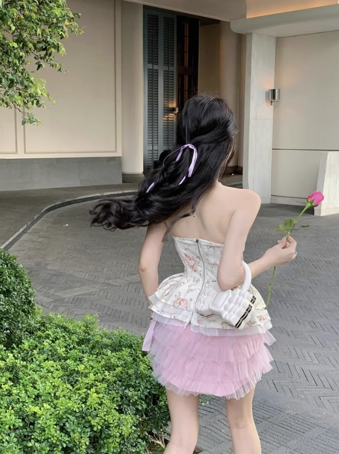 Light Pink Ruffles Tutu Mini Skirt