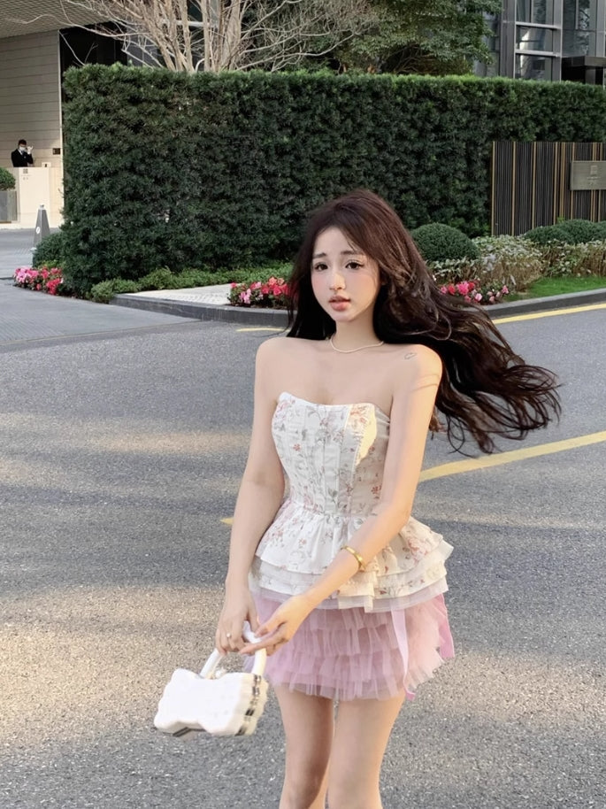 Light Pink Ruffles Tutu Mini Skirt