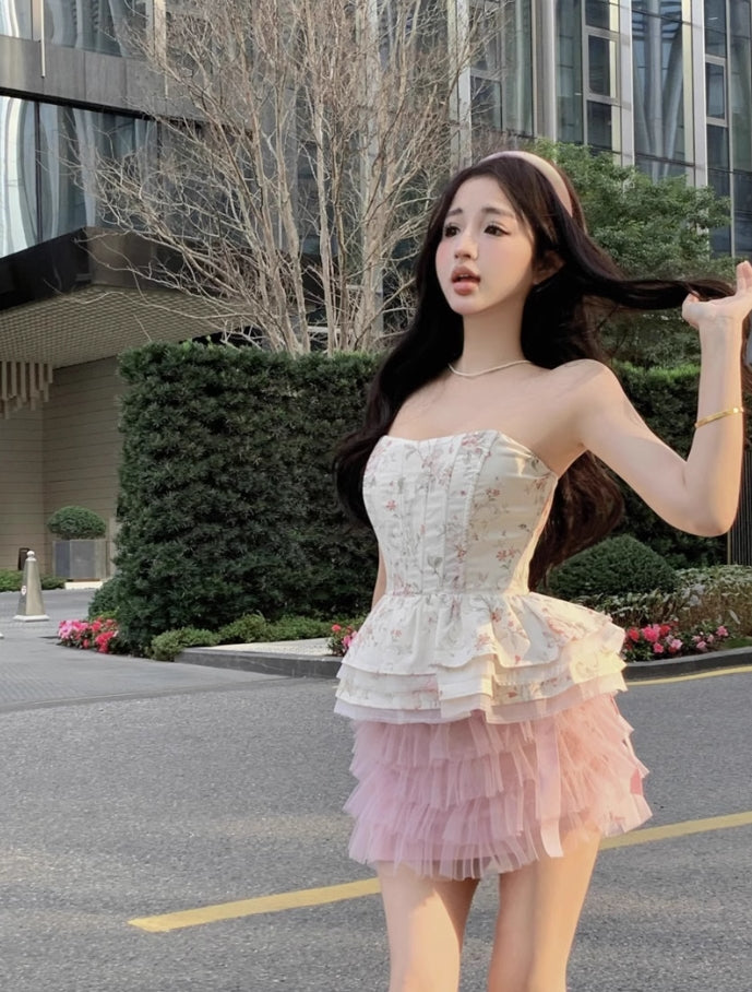 Light Pink Ruffles Tutu Mini Skirt