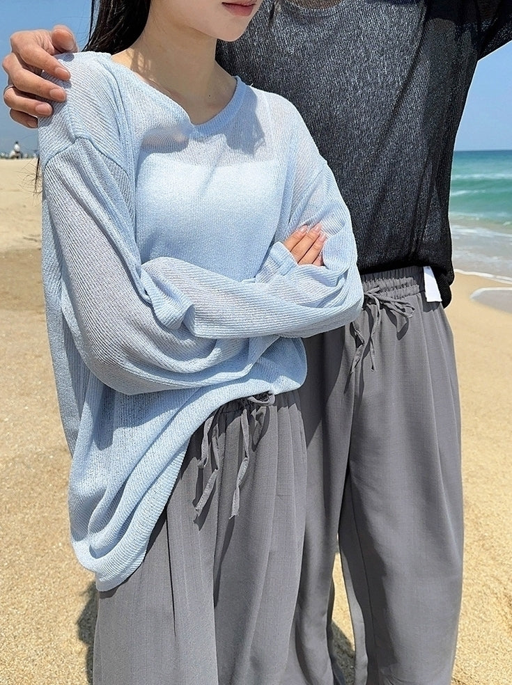 Lightweight Casual Knit Long Sleeve Sun Protection Top