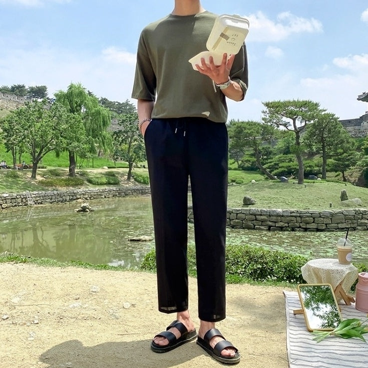 Lightweight Linen Blend Relaxed Fit Pants