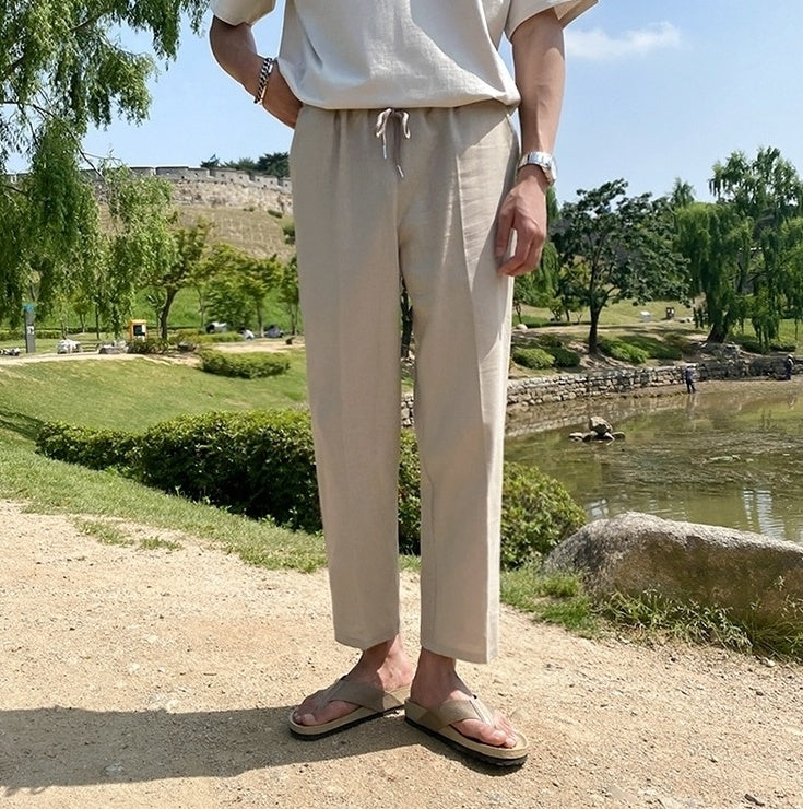 Lightweight Linen Blend Relaxed Fit Pants