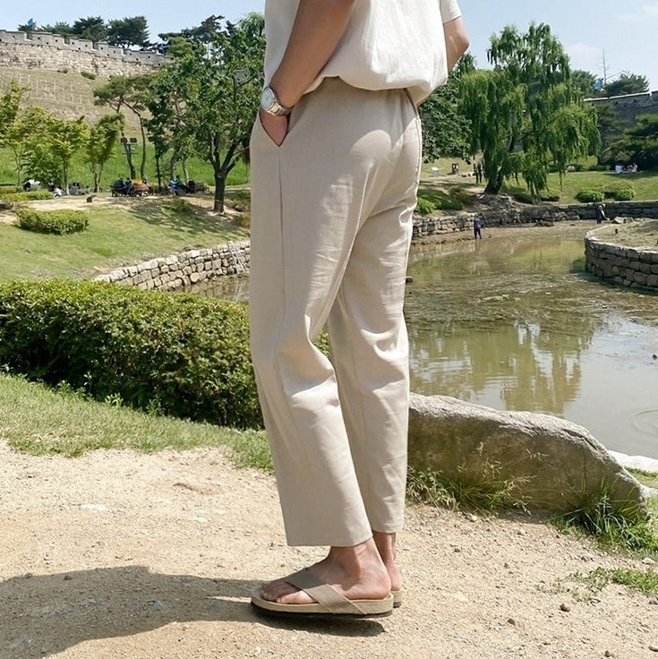 Lightweight Linen Blend Relaxed Fit Pants