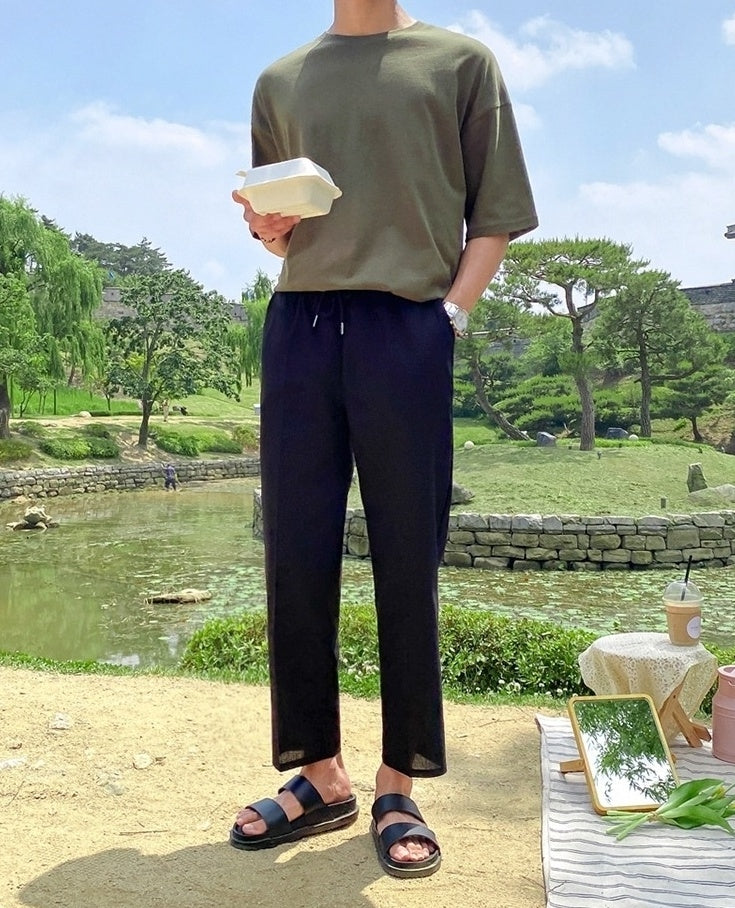 Lightweight Linen Blend Relaxed Fit Pants