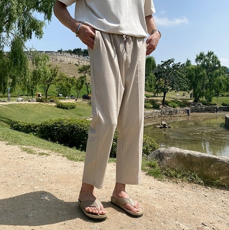 Lightweight Linen Blend Relaxed Fit Pants