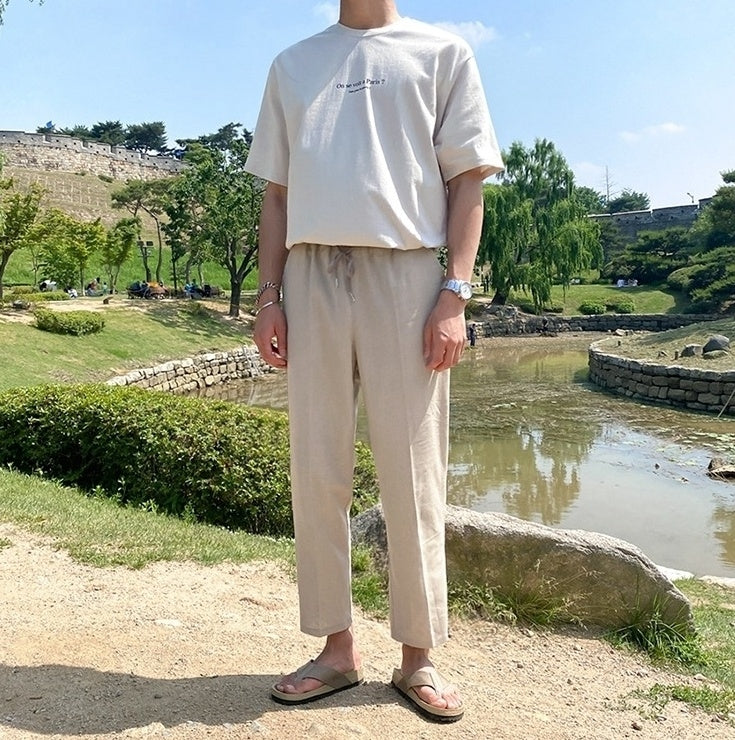Lightweight Linen Blend Relaxed Fit Pants