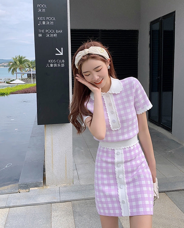 Lilac Plaid Skirt