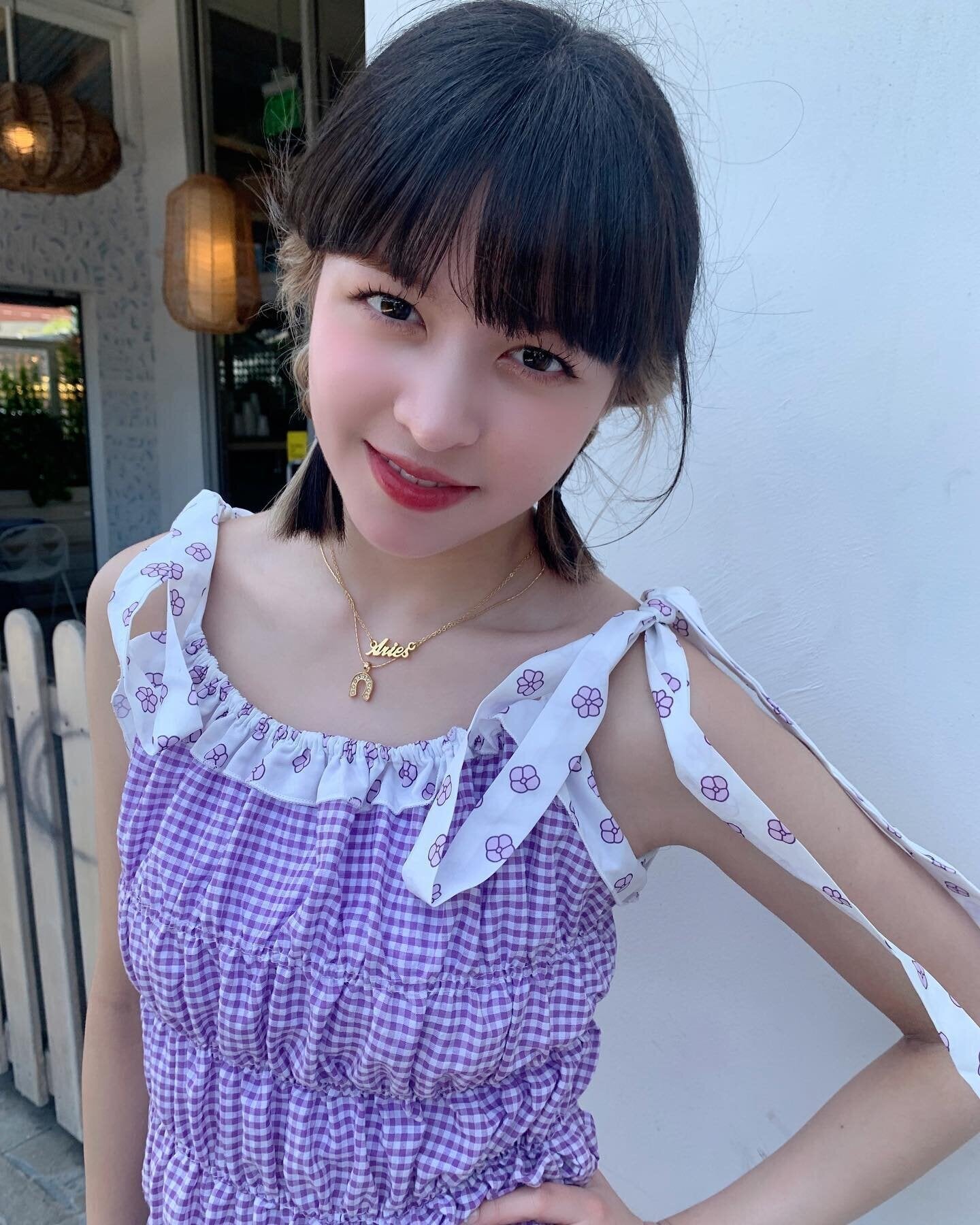 Lilac Checkered Mini Dress