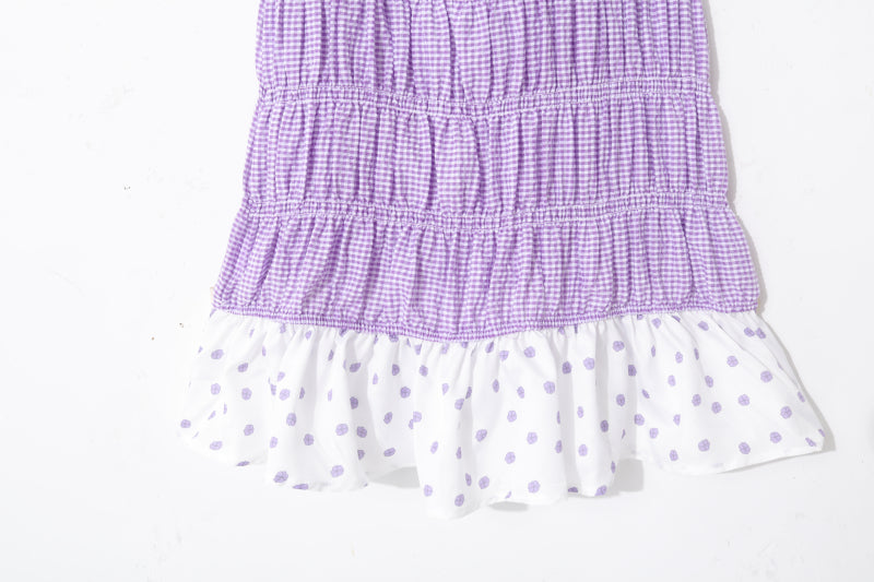 Lilac Checkered Mini Dress