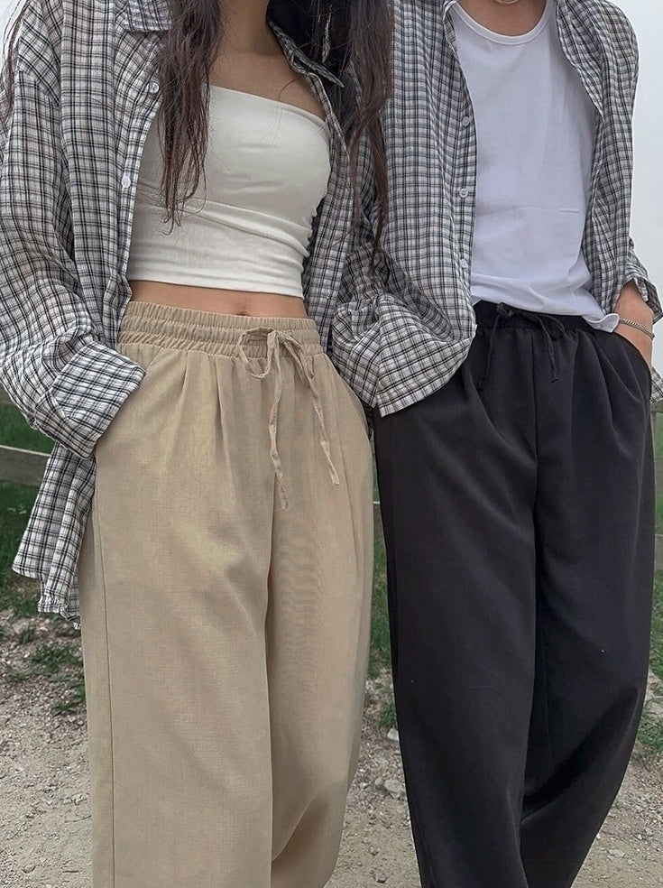 Linen Relaxed Fit Casual Trousers