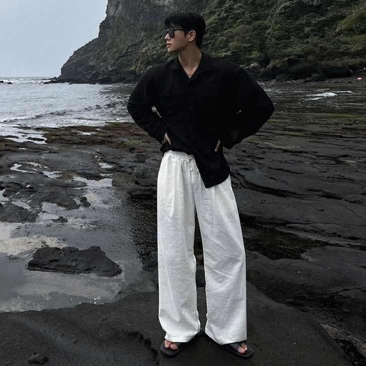 Linen Relaxed Wideleg Casual Pants