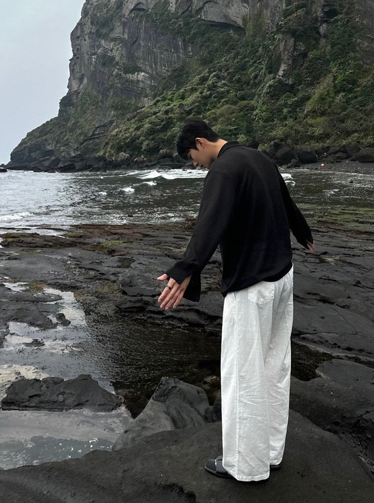 Linen Relaxed Wideleg Casual Pants