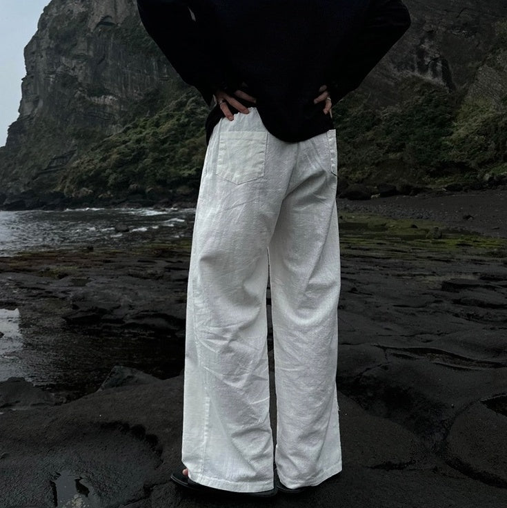 Linen Relaxed Wideleg Casual Pants