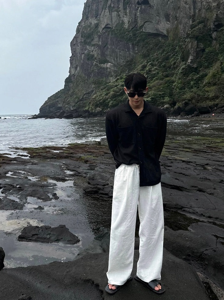 Linen Relaxed Wideleg Casual Pants