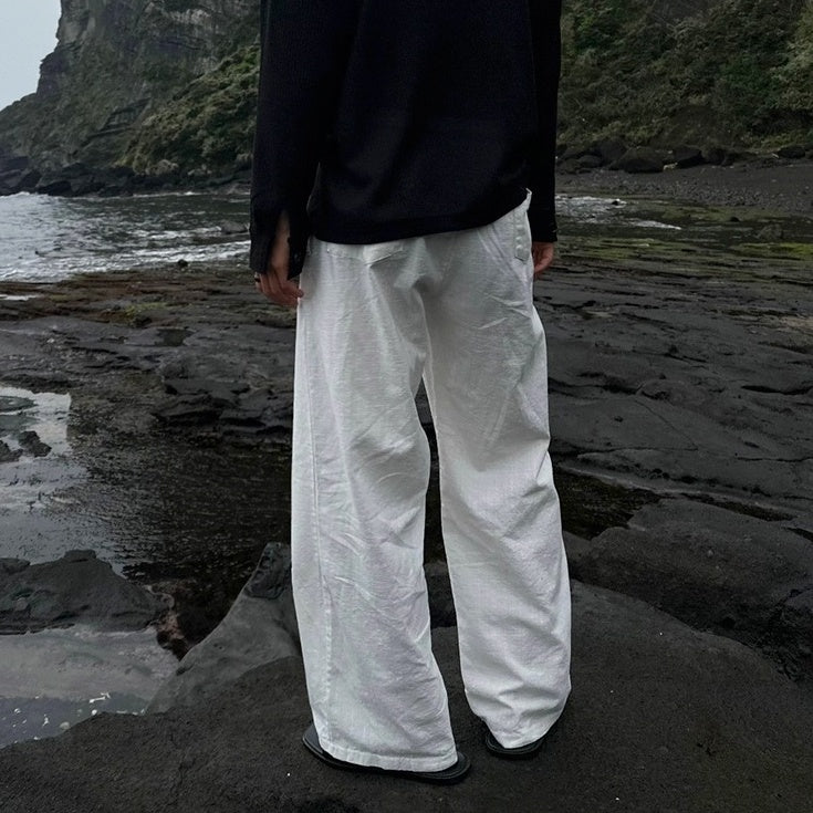 Linen Relaxed Wideleg Casual Pants