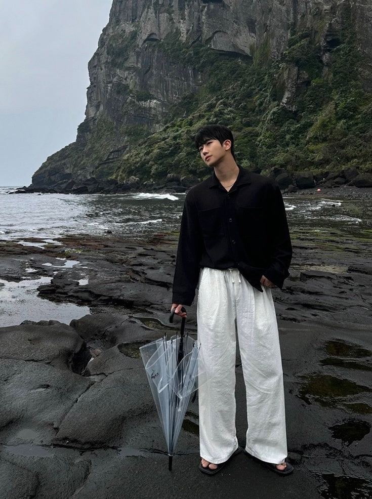 Linen Relaxed Wideleg Casual Pants