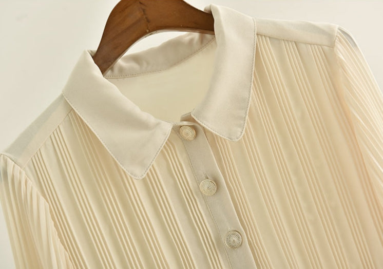 Beige Pleated Long Dress
