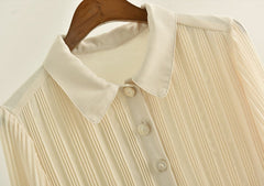 Beige Pleated Long Dress