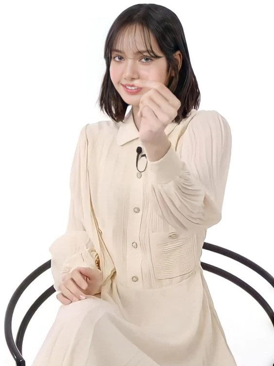 Beige Pleated Long Dress