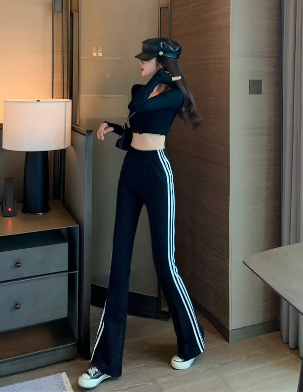 Black Flared Track Pants