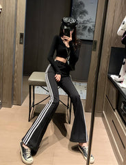 Black Flared Track Pants