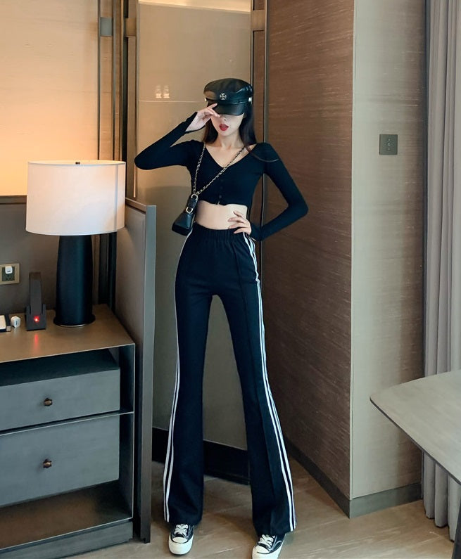 Black Flared Track Pants