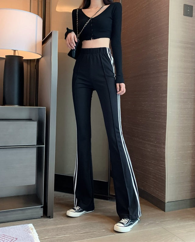 Black Flared Track Pants