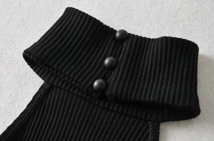 Black Open-Back Turtle Neck Crop Top