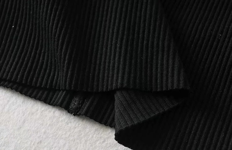 Black Open-Back Turtle Neck Crop Top