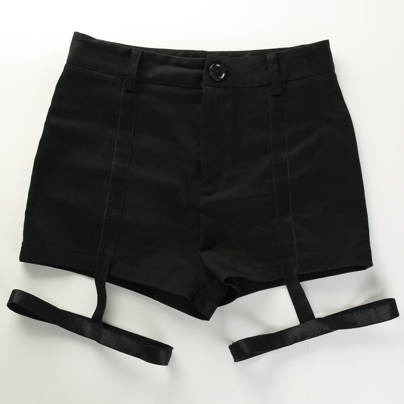 Black Shorts With Thigh Straps