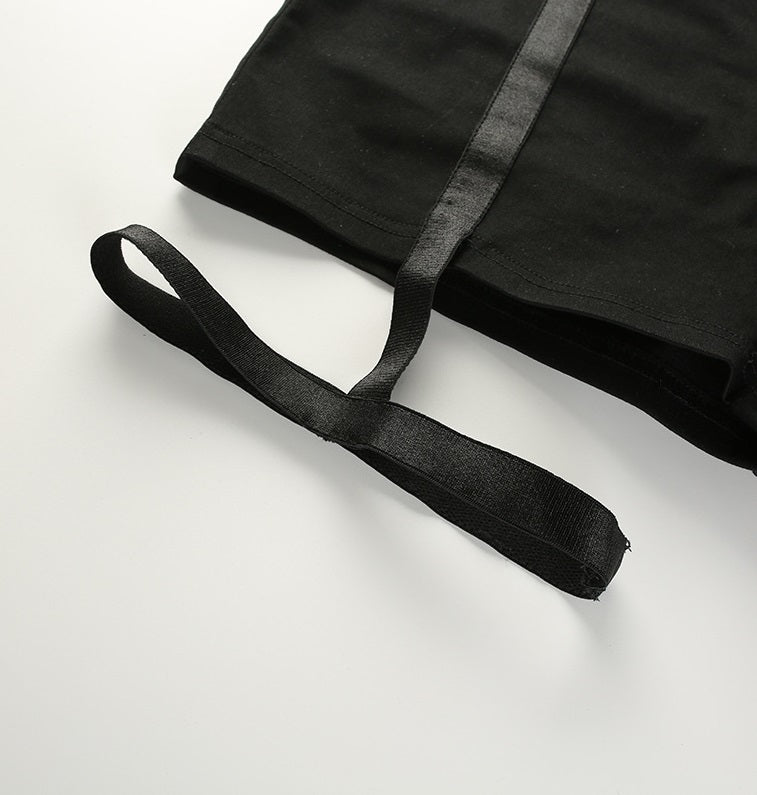 Black Shorts With Thigh Straps