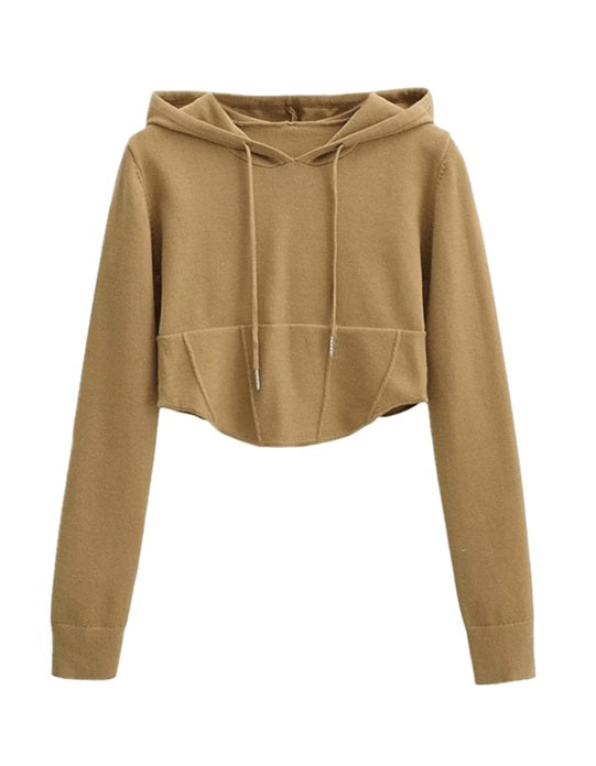 Grey Crop Hoodie