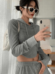 Grey Crop Hoodie