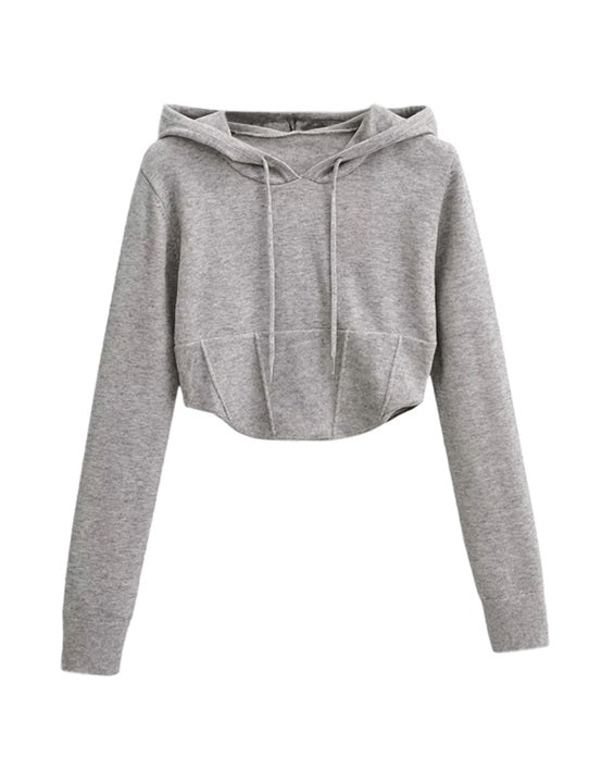Grey Crop Hoodie