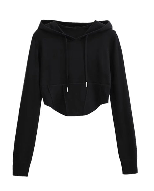 Grey Crop Hoodie