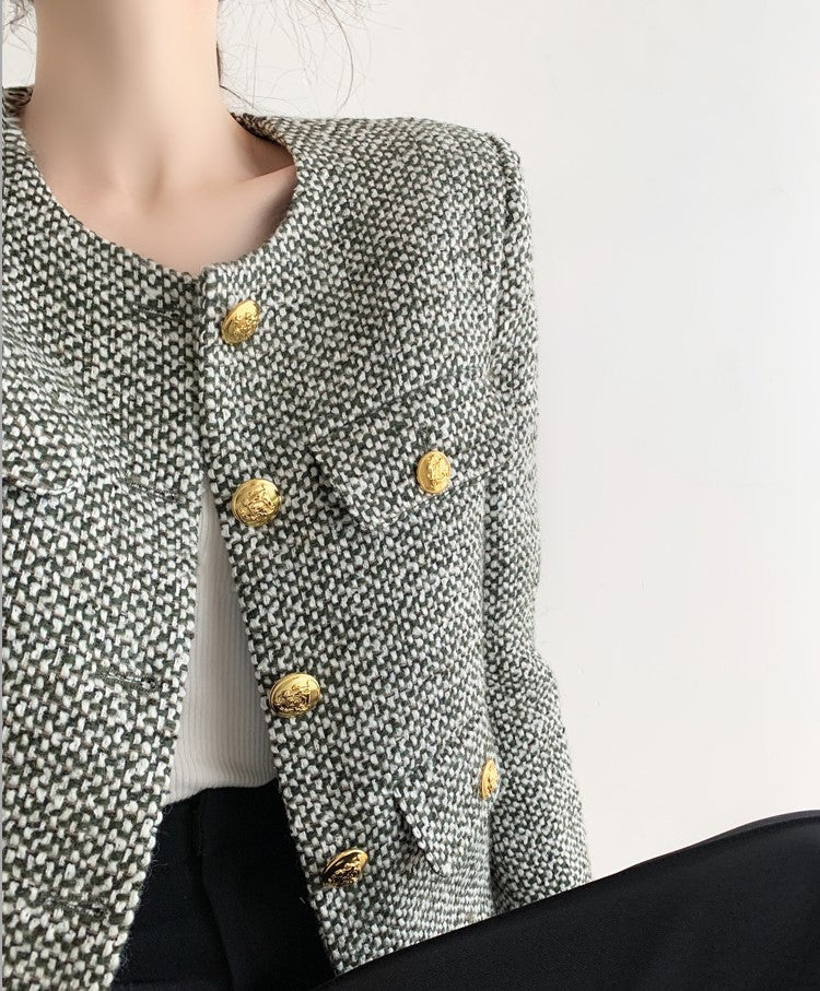 Grey Tweed Single Breasted Jacket