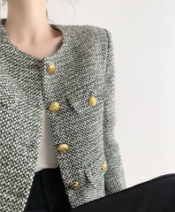 Grey Tweed Single Breasted Jacket