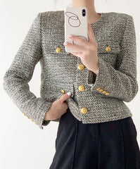 Grey Tweed Single Breasted Jacket