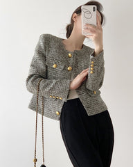 Grey Tweed Single Breasted Jacket