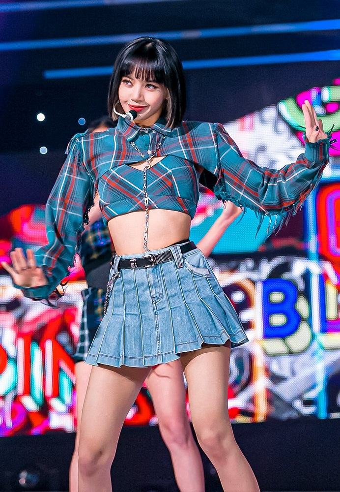 Blue Plaid Two-Piece Cropped Top