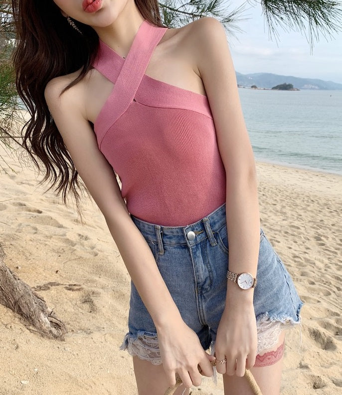 White Criss Cross Tank Top