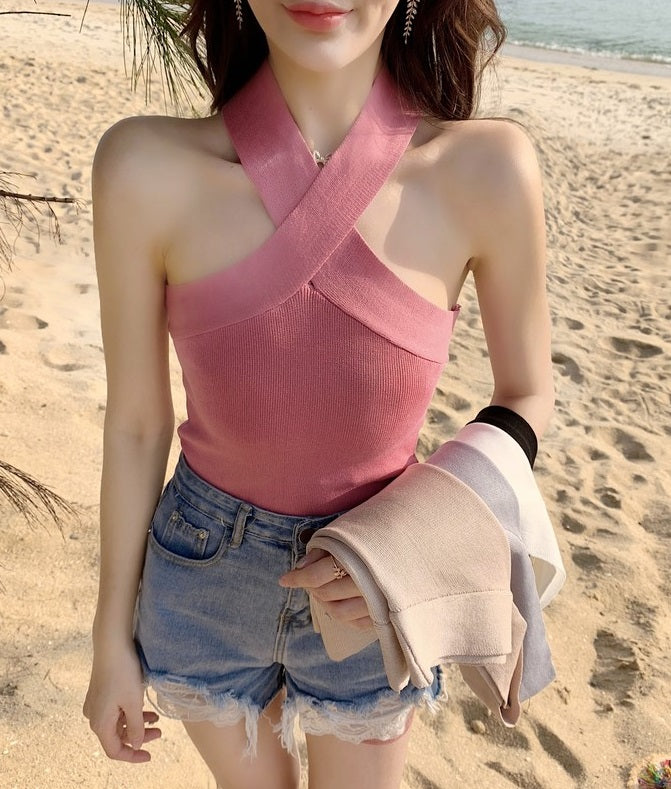White Criss Cross Tank Top