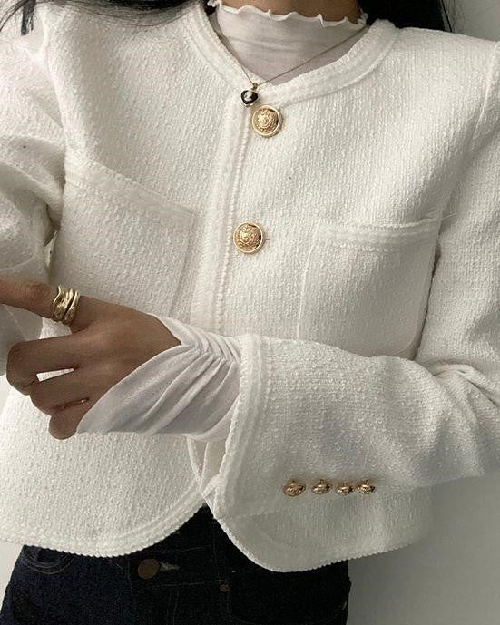 White Tweed Short Blazer Jacket