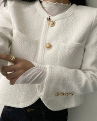 White Tweed Short Blazer Jacket