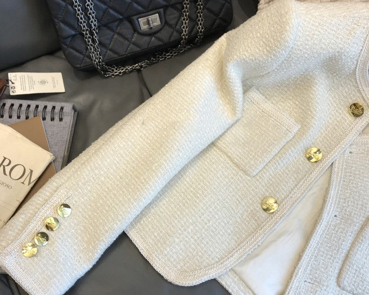 White Tweed Short Blazer Jacket
